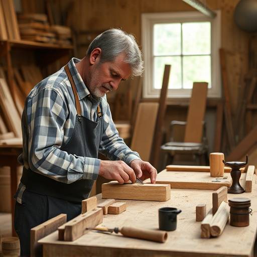 A person demonstrating carpentry skills using traditional tools in a workshop
