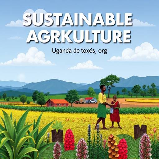Image of a textbook about sustainable agriculture in Uganda
