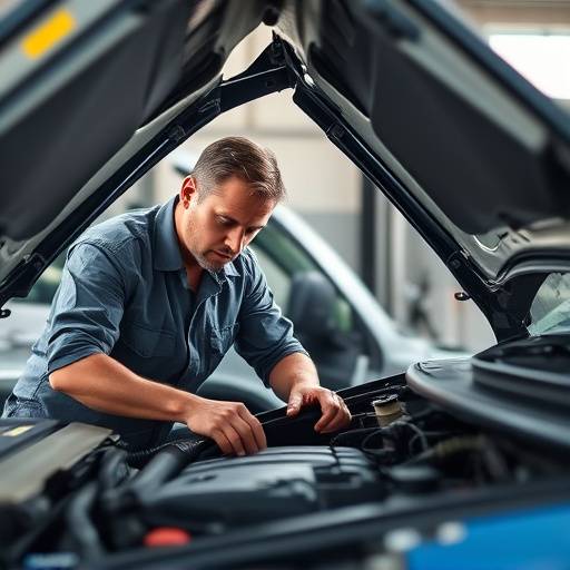 Mechanic working on a car engine