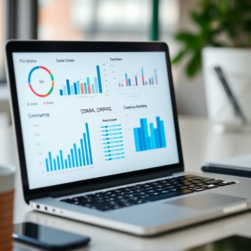Person working on a laptop with data charts displayed on the screen